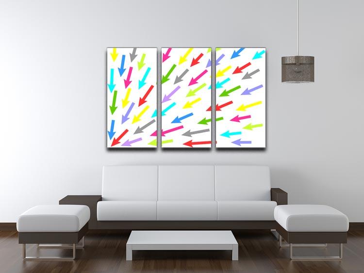 Colourful Arrows - White 3 Split Panel Canvas Print - Canvas Art Rocks - 3