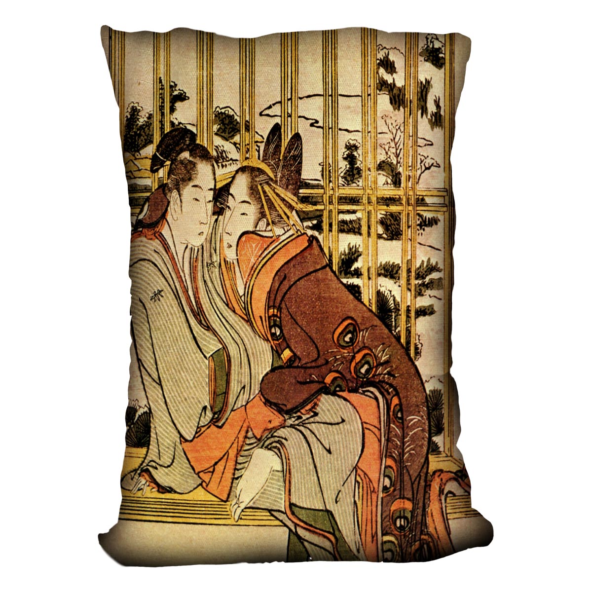 Couples by Hokusai Cushion