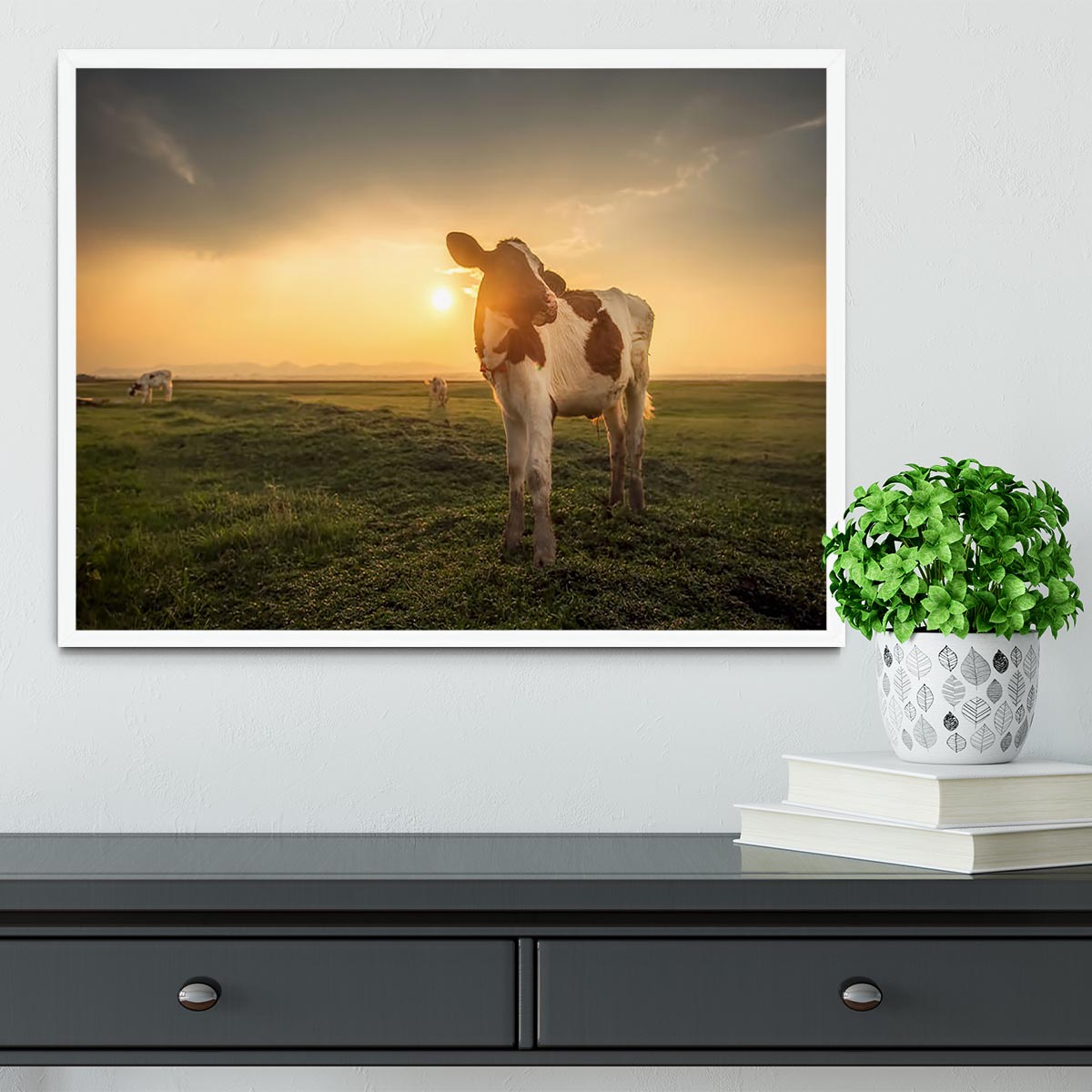 Cow Framed Print - Canvas Art Rocks -6