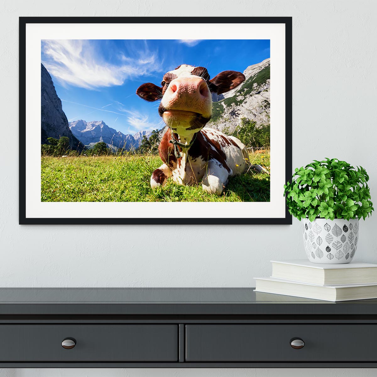 Cows at the karwendel mountains in austria Framed Print - Canvas Art Rocks - 1