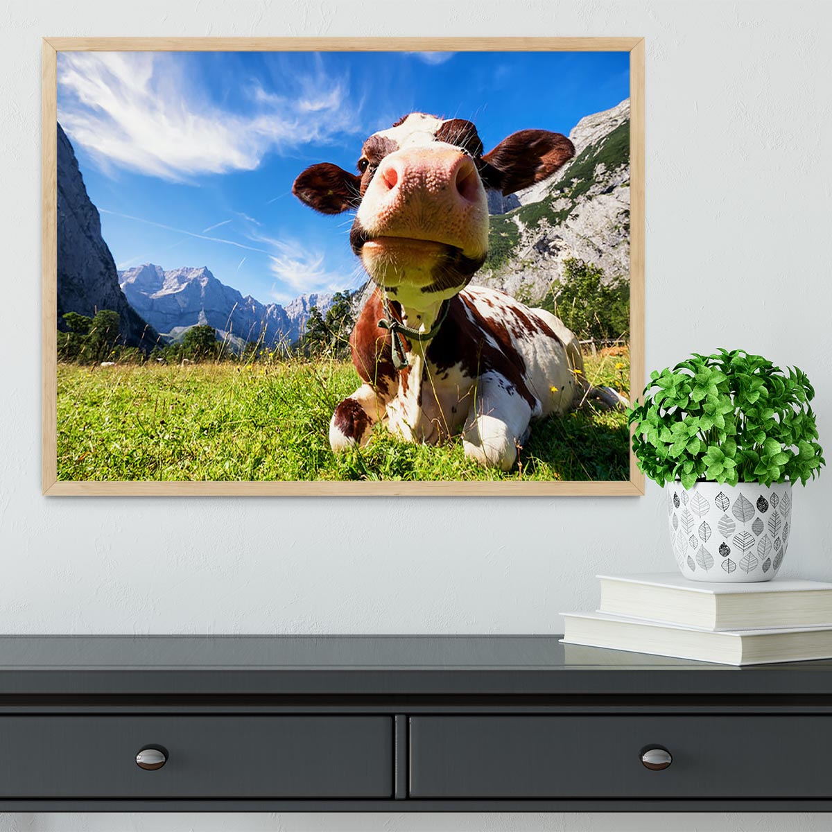 Cows at the karwendel mountains in austria Framed Print - Canvas Art Rocks - 4