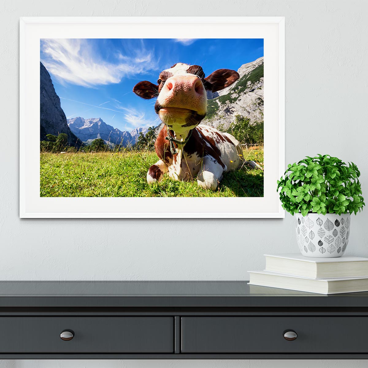 Cows at the karwendel mountains in austria Framed Print - Canvas Art Rocks - 5