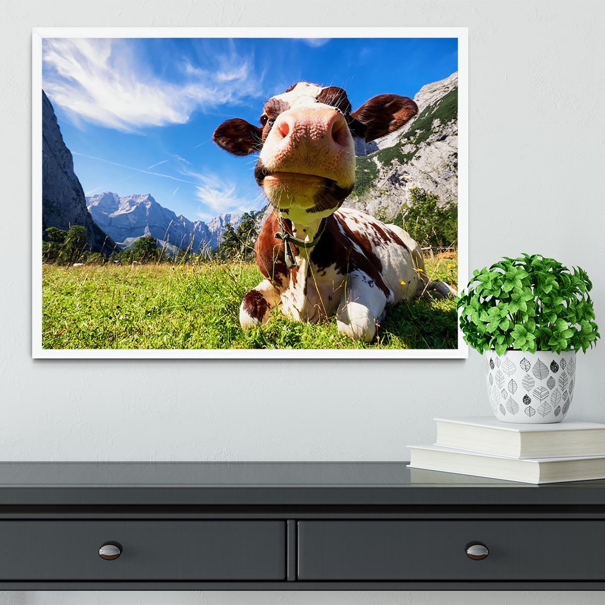 Cows at the karwendel mountains in austria Framed Print - Canvas Art Rocks -6