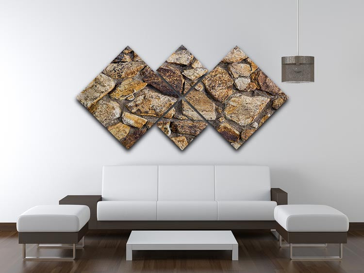 Cracked brick wall background 4 Square Multi Panel Canvas - Canvas Art Rocks - 3