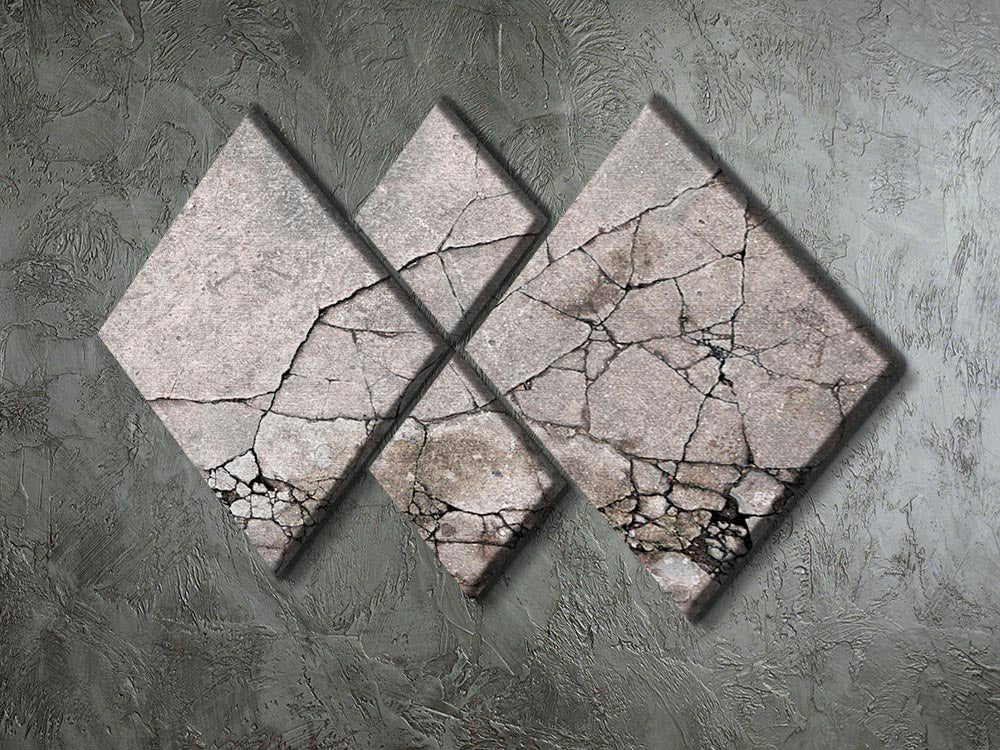 Cracked concrete 4 Square Multi Panel Canvas - Canvas Art Rocks - 2