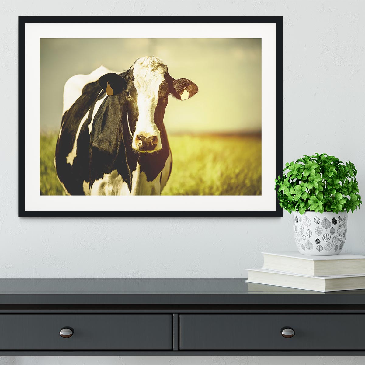 Dairy cow on the countryside Framed Print - Canvas Art Rocks - 1