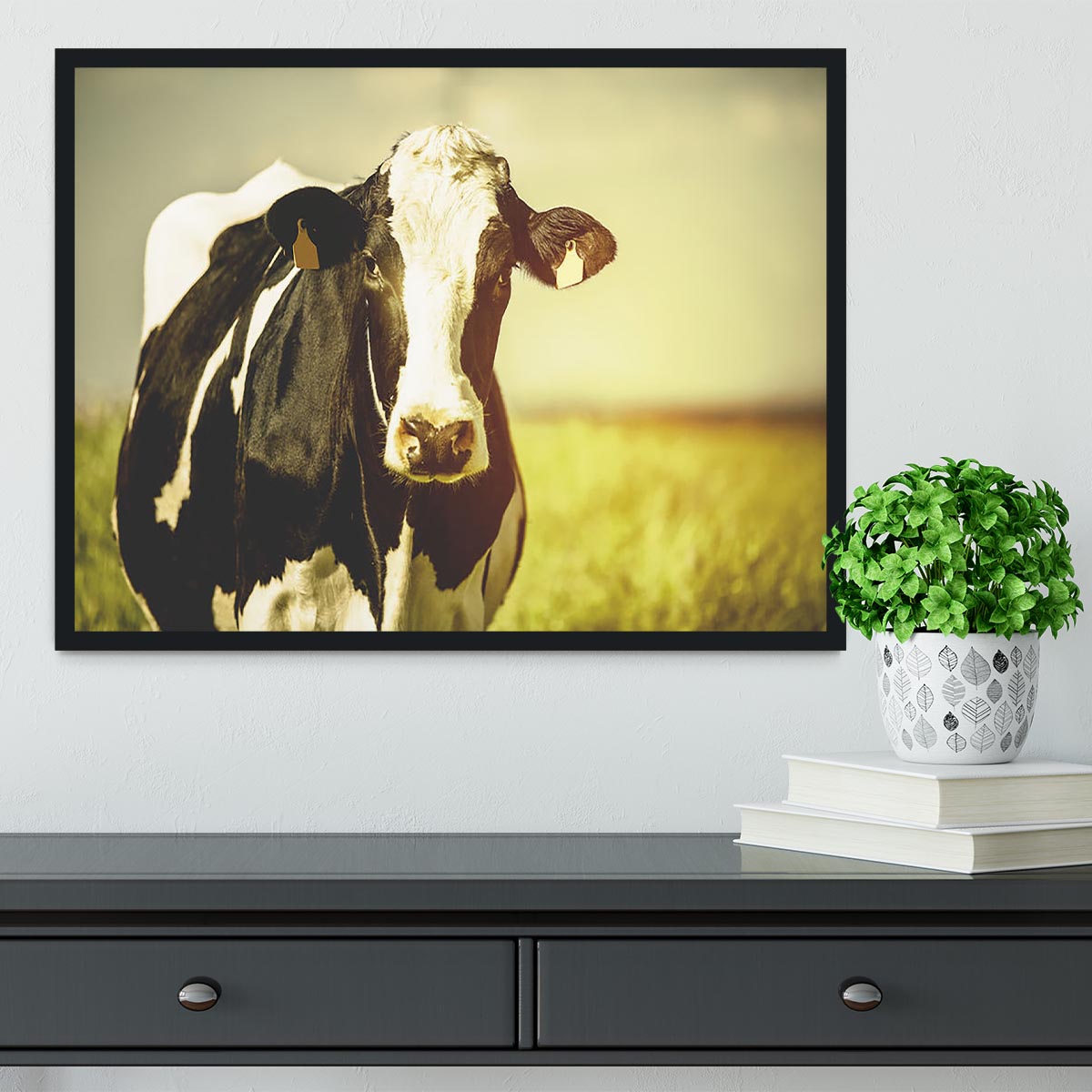 Dairy cow on the countryside Framed Print - Canvas Art Rocks - 2