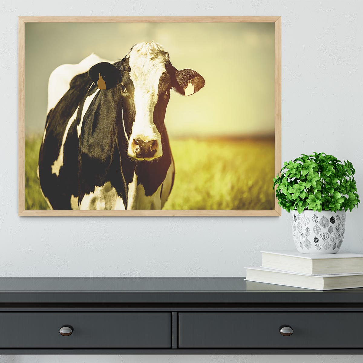 Dairy cow on the countryside Framed Print - Canvas Art Rocks - 4