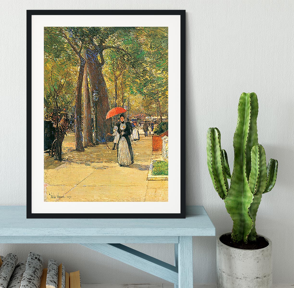 Die Fifth Avenue beim Washington Square by Hassam Framed Print - Canvas Art Rocks - 1