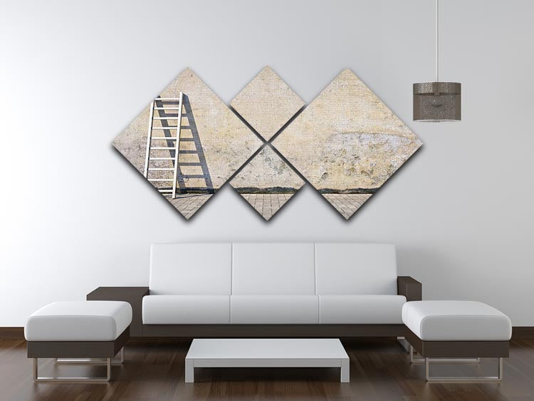 Dirty grunge wall with ladder 4 Square Multi Panel Canvas - Canvas Art Rocks - 3