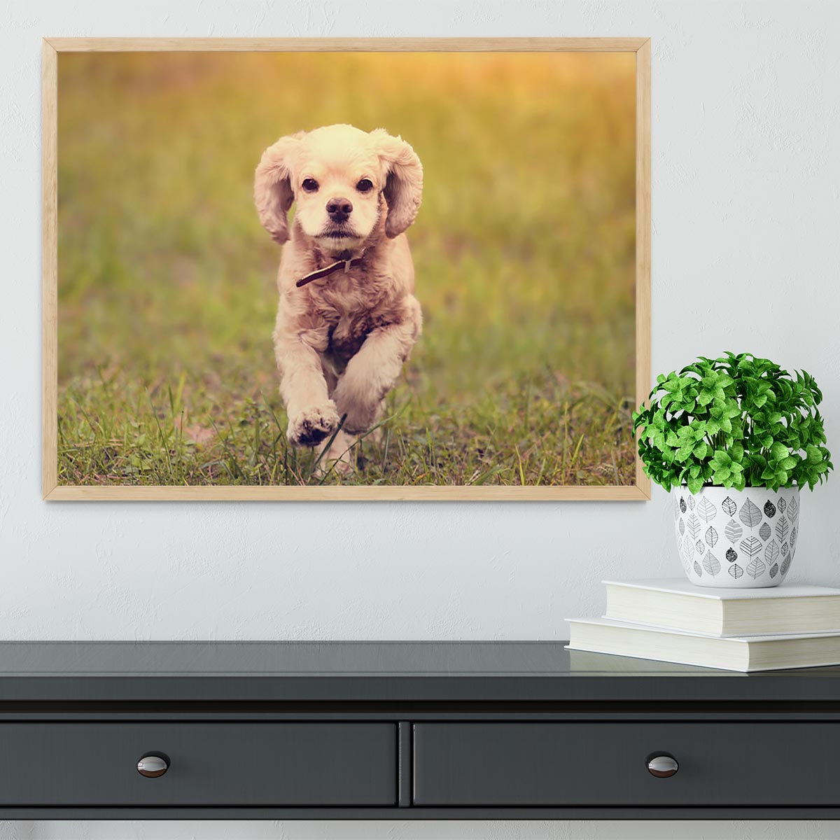 Dog is running at sunset Framed Print - Canvas Art Rocks - 4