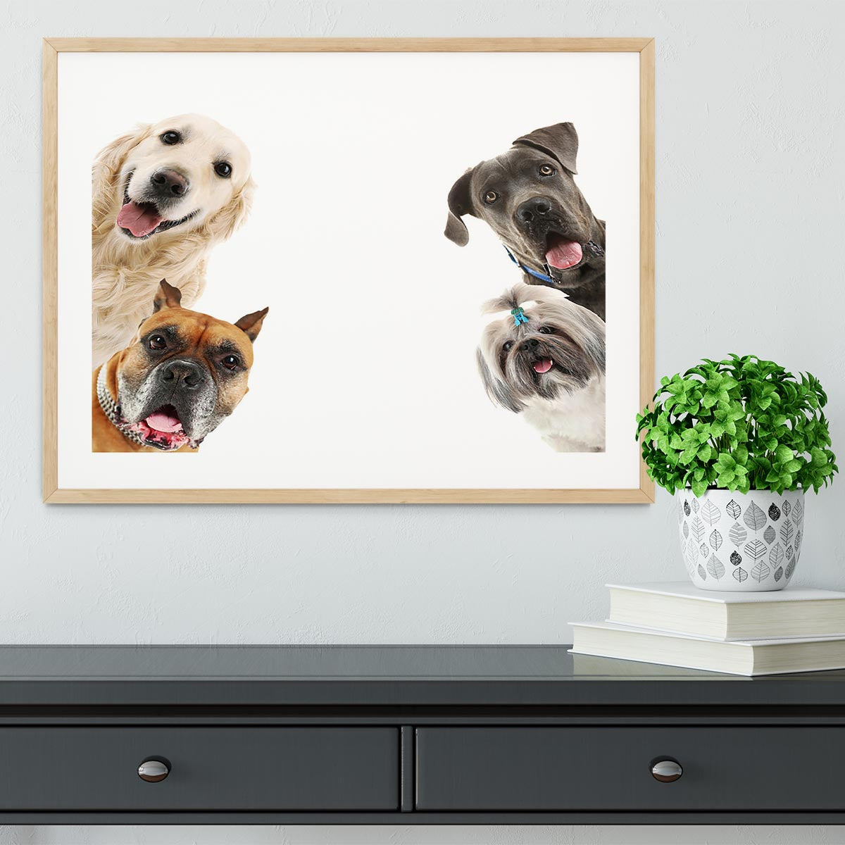 Dogs isolated on white Framed Print - Canvas Art Rocks - 3