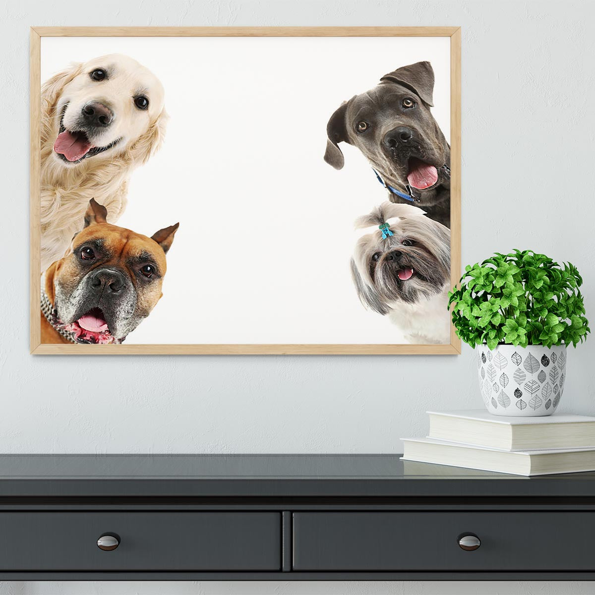 Dogs isolated on white Framed Print - Canvas Art Rocks - 4
