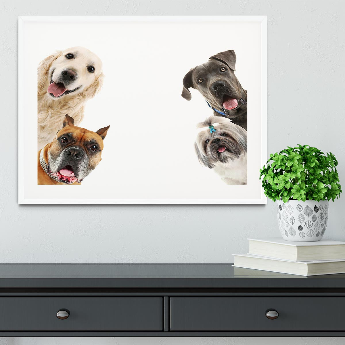 Dogs isolated on white Framed Print - Canvas Art Rocks - 5