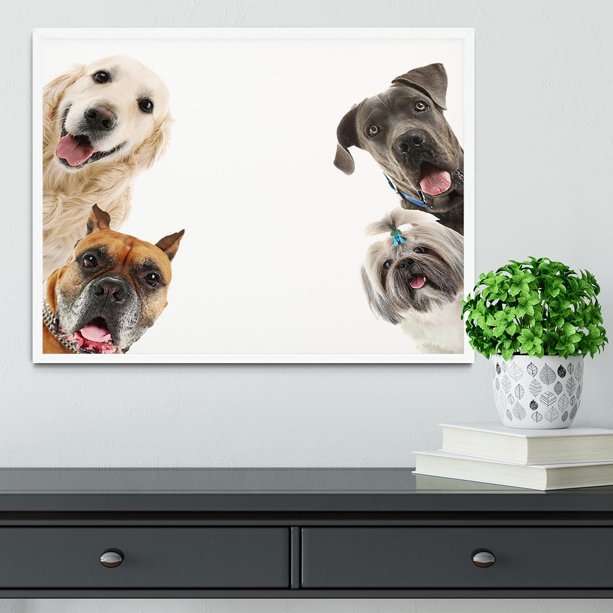 Dogs isolated on white Framed Print - Canvas Art Rocks -6