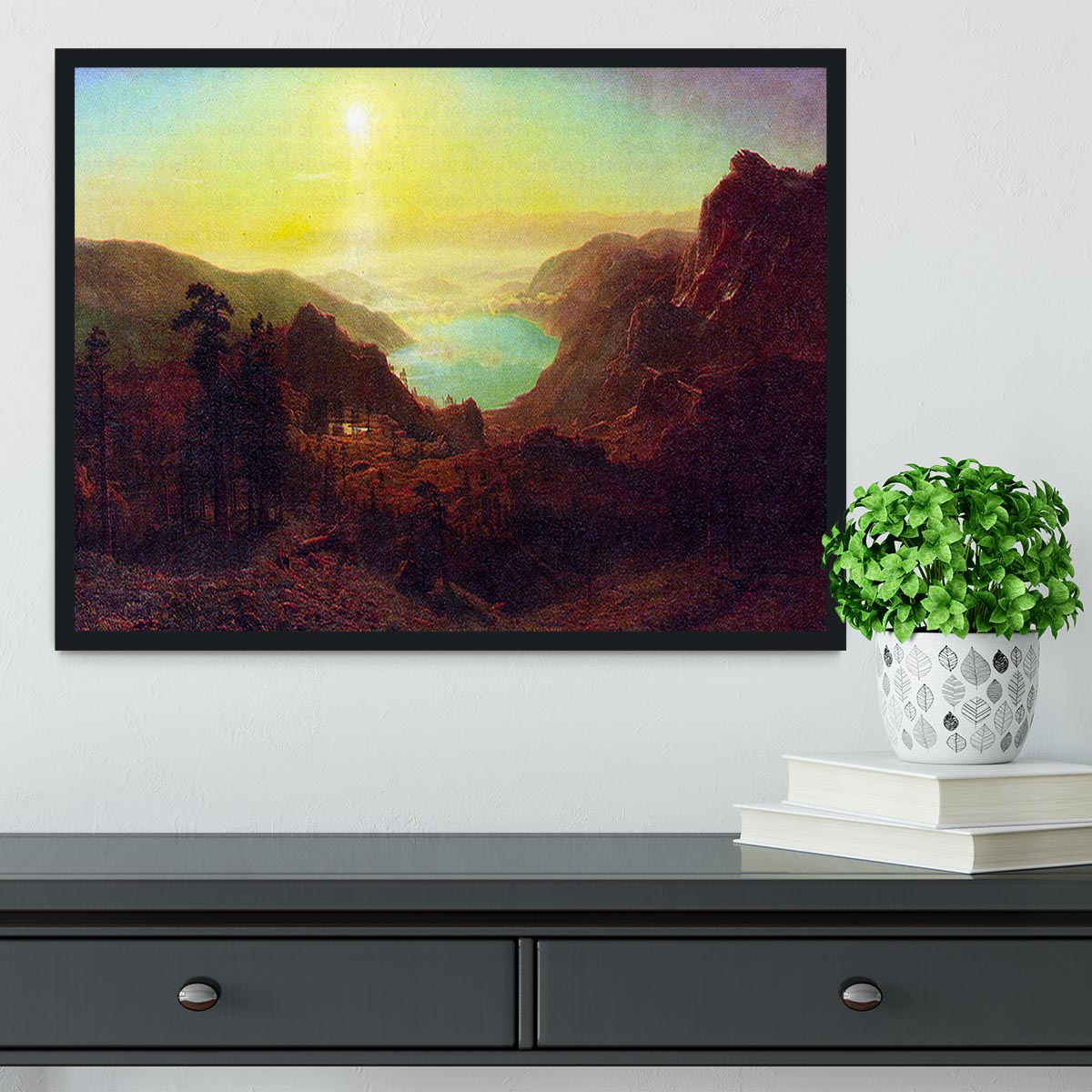 Donner Lake 2 by Bierstadt Framed Print - Canvas Art Rocks - 2