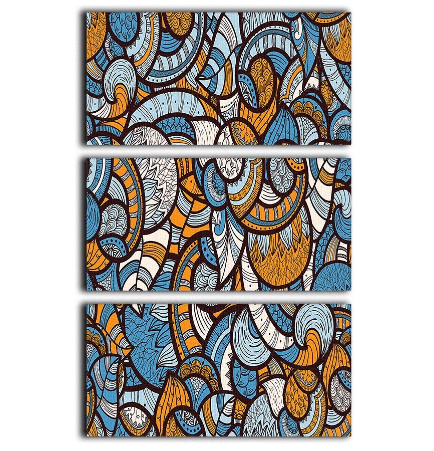 Doodle bright floral pattern 3 Split Panel Canvas Print - Canvas Art Rocks - 1