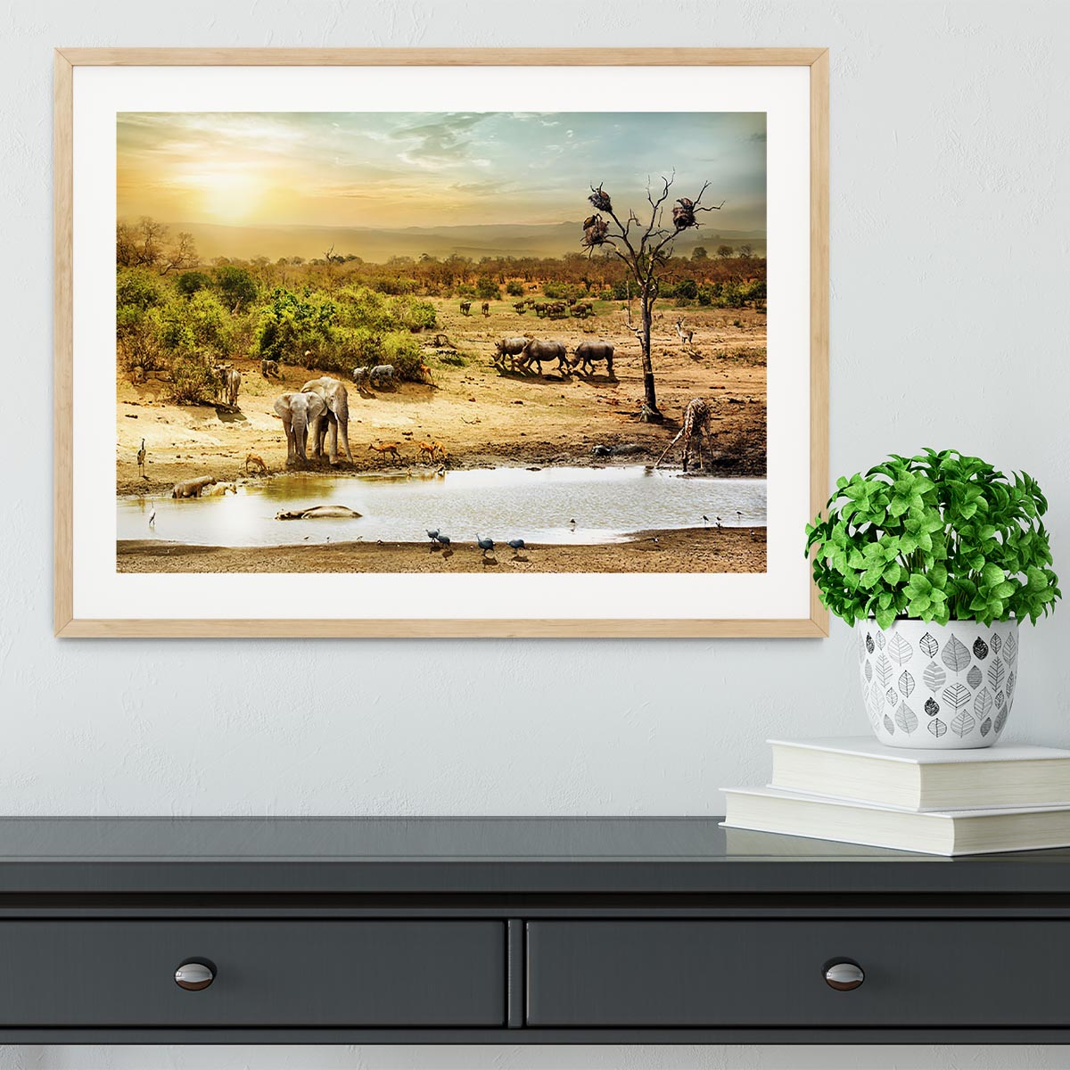 Dreamy scene of common South African safari Framed Print - Canvas Art Rocks - 3