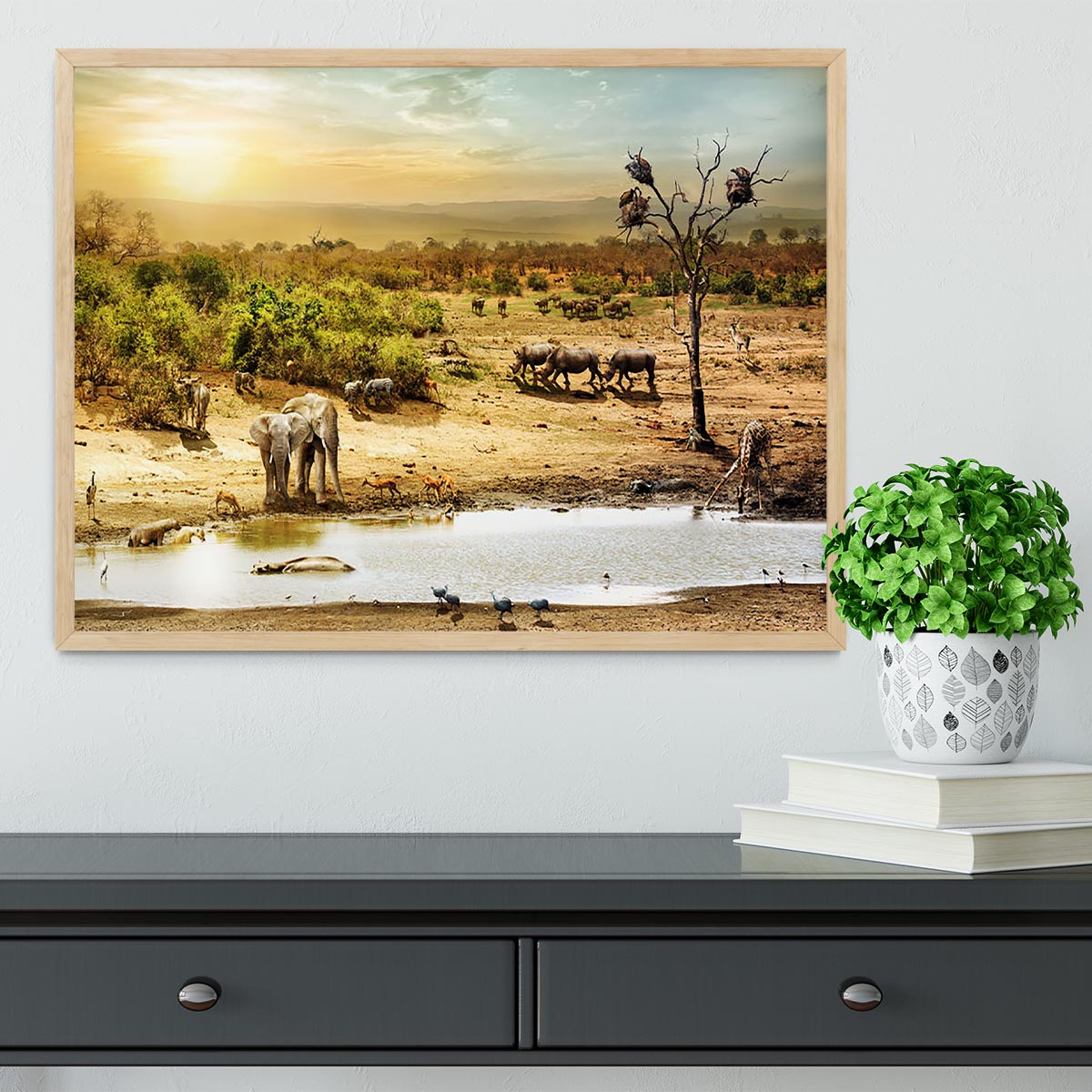 Dreamy scene of common South African safari Framed Print - Canvas Art Rocks - 4