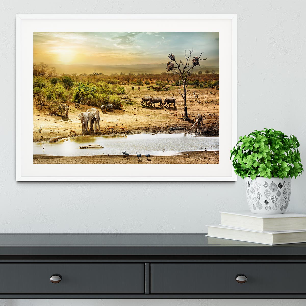 Dreamy scene of common South African safari Framed Print - Canvas Art Rocks - 5