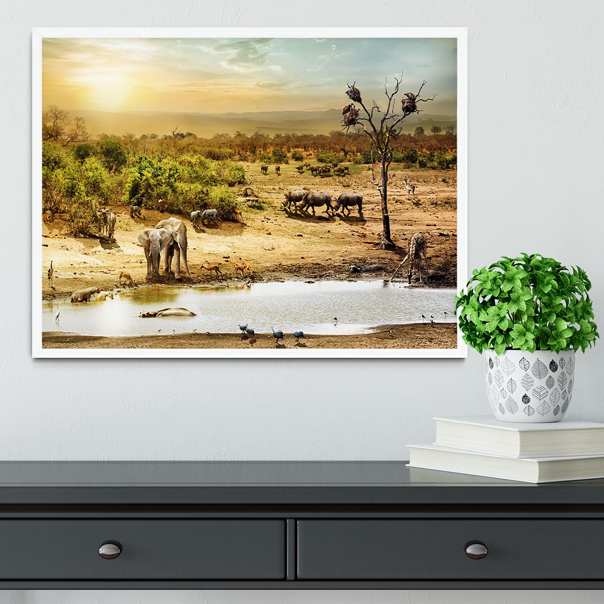 Dreamy scene of common South African safari Framed Print - Canvas Art Rocks -6