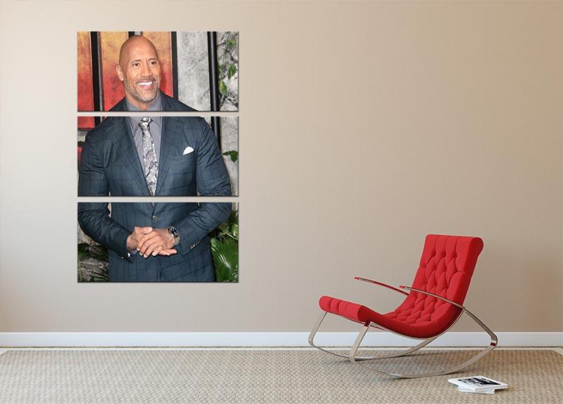 Dwayne The Rock Johnson 3 Split Panel Canvas Print - Canvas Art Rocks - 2