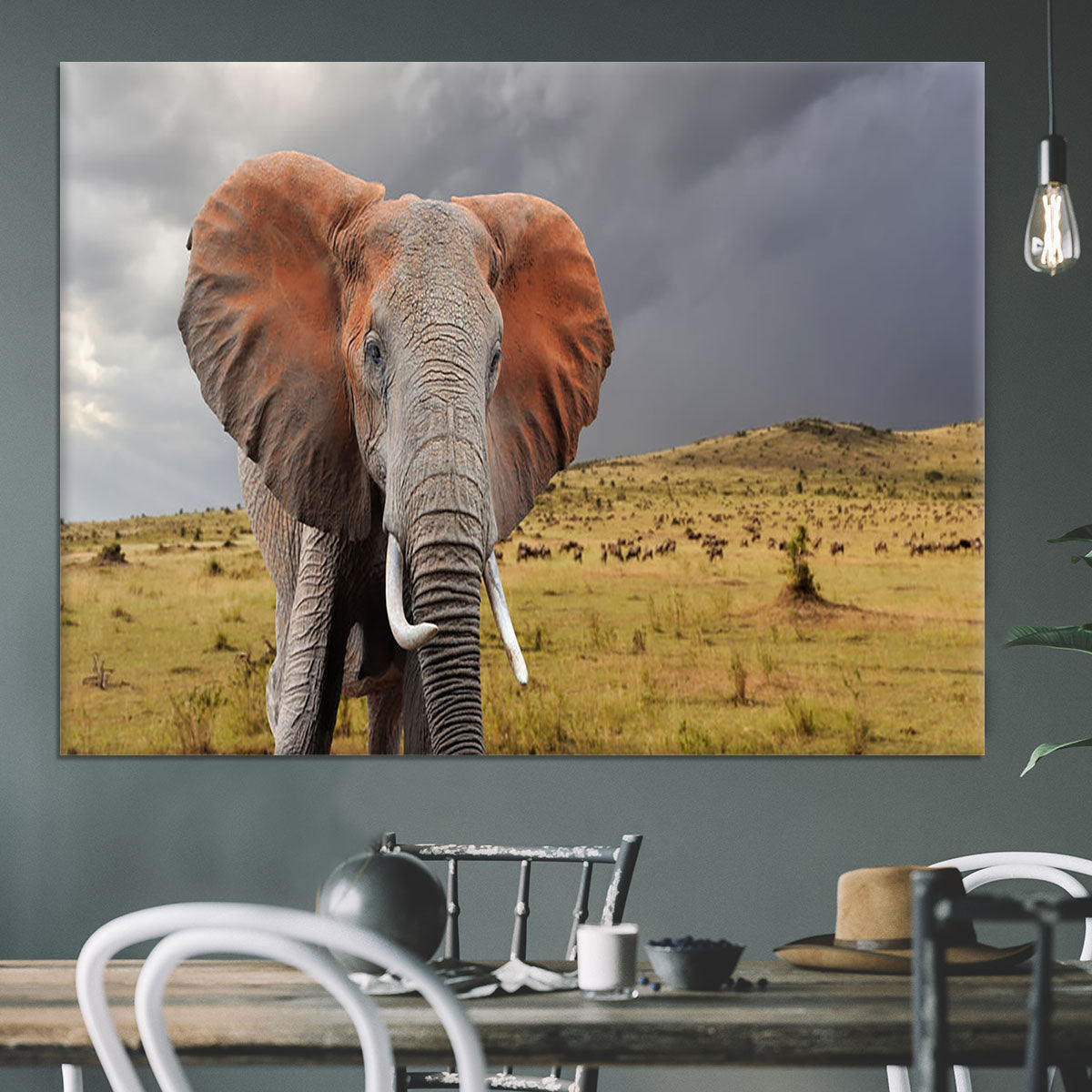 Elephant in National park of Kenya Canvas Print or Poster - Canvas Art Rocks - 3