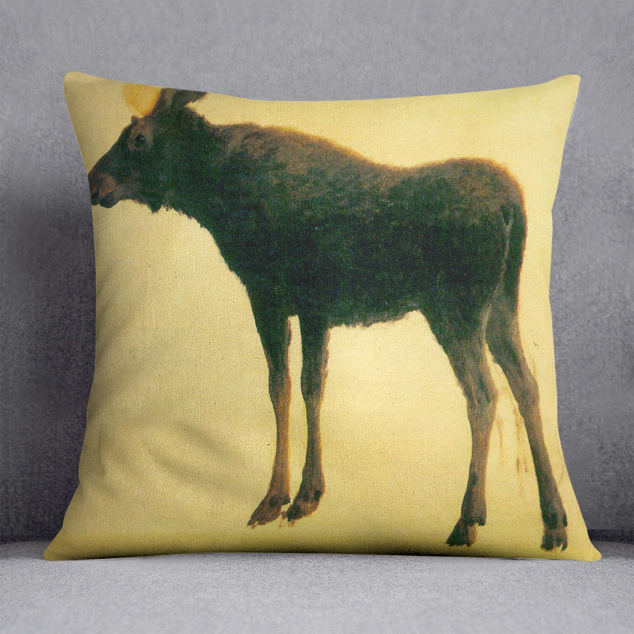 Elk by Bierstadt Cushion - Canvas Art Rocks - 1