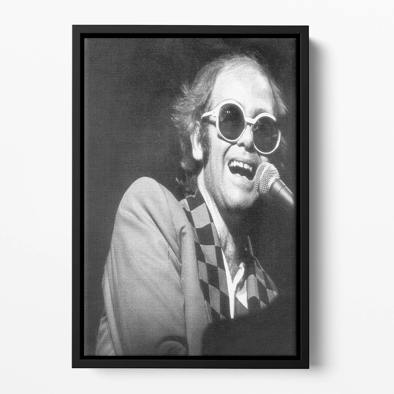 Elton John in concert 1977 Floating Framed Canvas