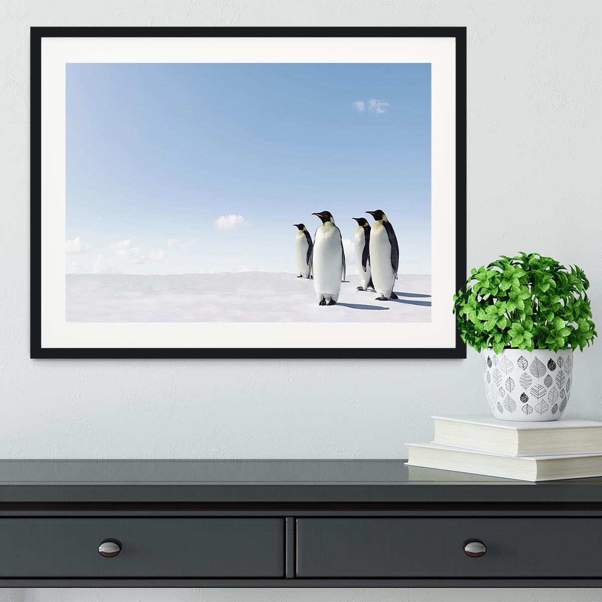 Emperor Penguins in Antacrctica Framed Print - Canvas Art Rocks - 1
