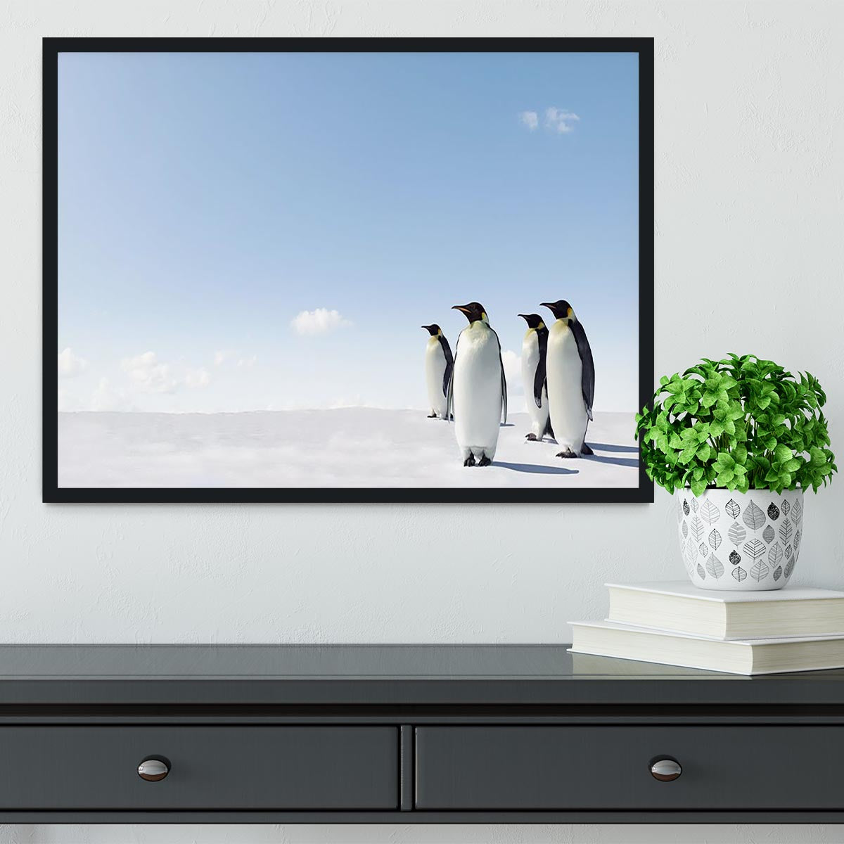 Emperor Penguins in Antacrctica Framed Print - Canvas Art Rocks - 2