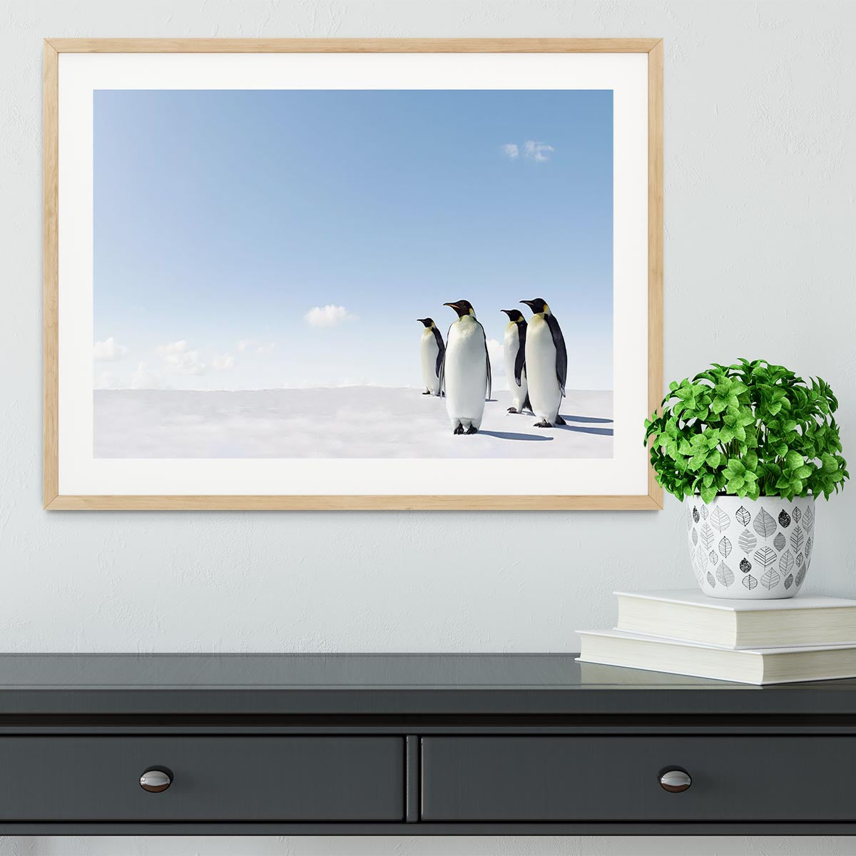 Emperor Penguins in Antacrctica Framed Print - Canvas Art Rocks - 3