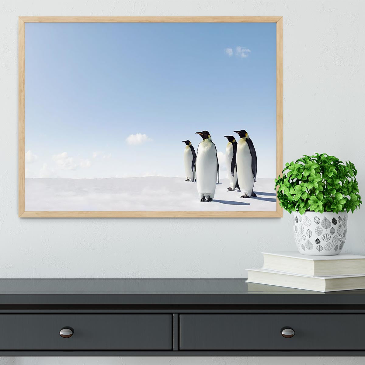 Emperor Penguins in Antacrctica Framed Print - Canvas Art Rocks - 4