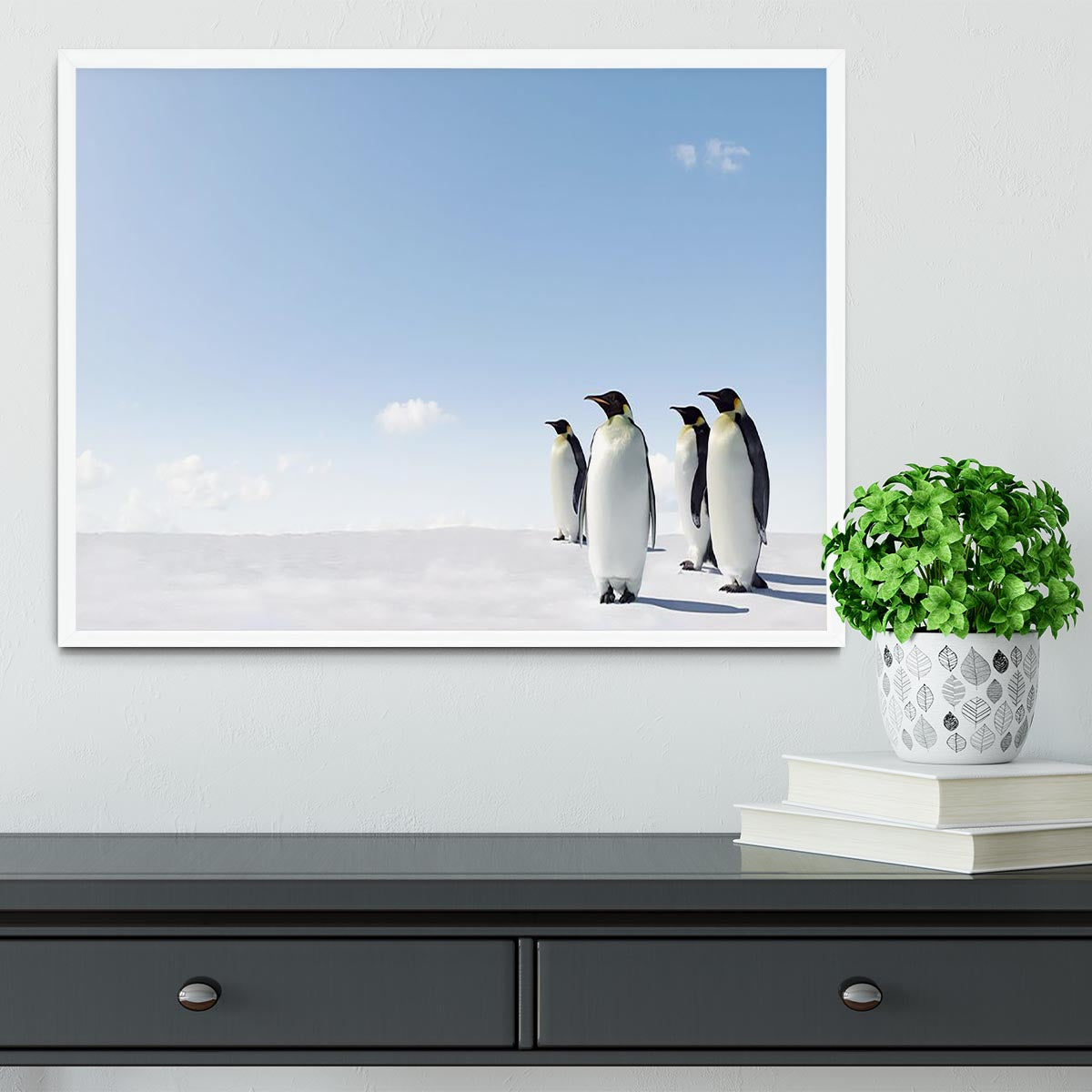 Emperor Penguins in Antacrctica Framed Print - Canvas Art Rocks -6