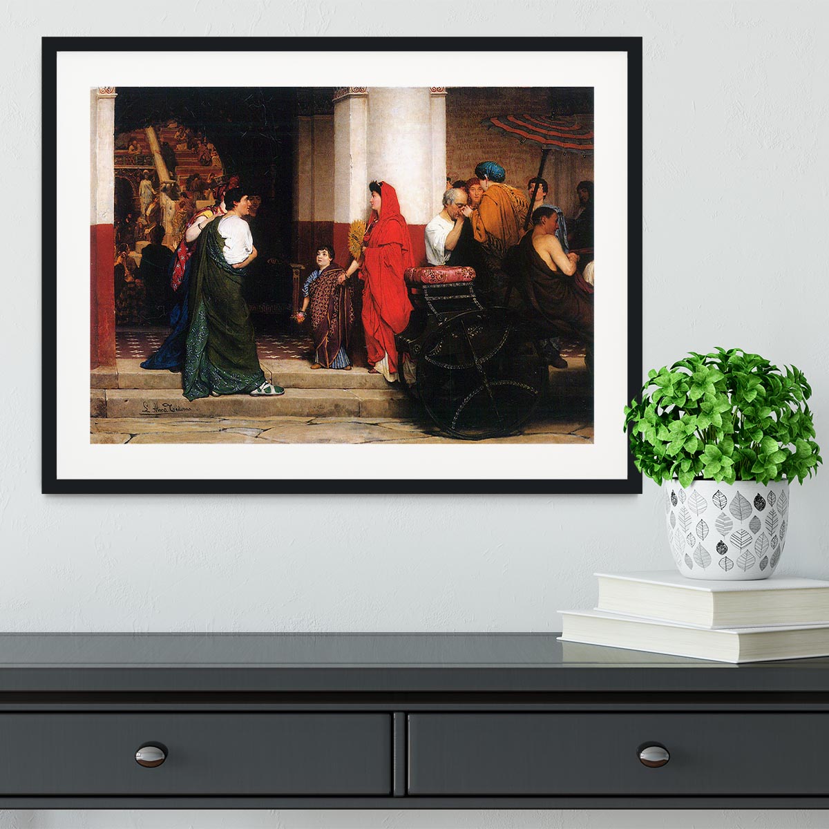 Entrance to a Roman theater by Alma Tadema Framed Print - Canvas Art Rocks - 1