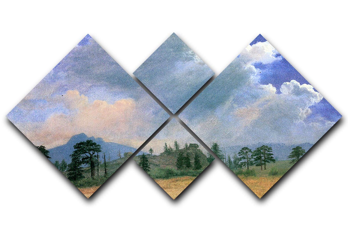 Fir trees and storm clouds by Bierstadt 4 Square Multi Panel Canvas - Canvas Art Rocks - 1
