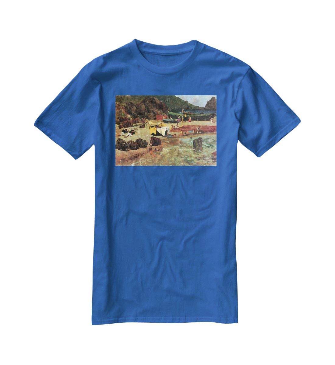 Fishing Boats on Capri by Bierstadt T-Shirt - Canvas Art Rocks - 2