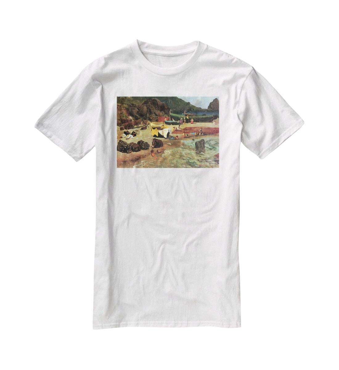 Fishing Boats on Capri by Bierstadt T-Shirt - Canvas Art Rocks - 5