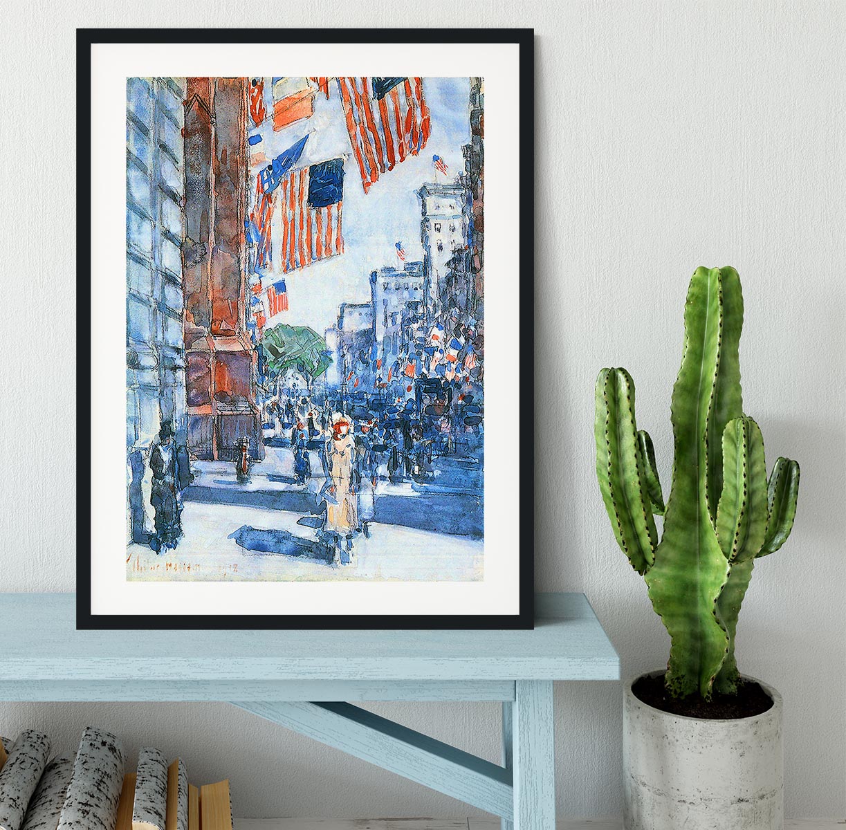 Flags Fifth Avenue by Hassam Framed Print - Canvas Art Rocks - 1