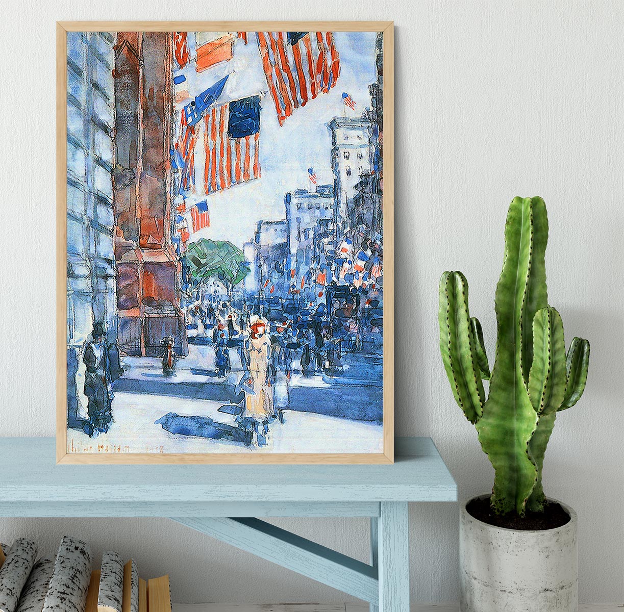 Flags Fifth Avenue by Hassam Framed Print - Canvas Art Rocks - 4