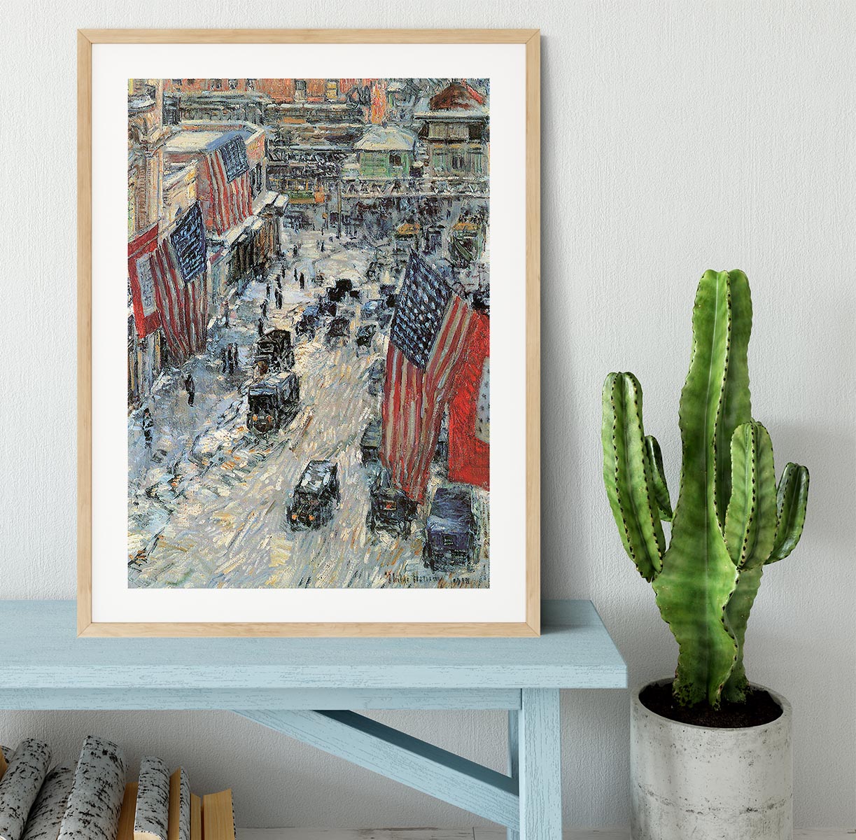 Flags on Fifth Avenue Winter 1918 by Hassam Framed Print - Canvas Art Rocks - 3