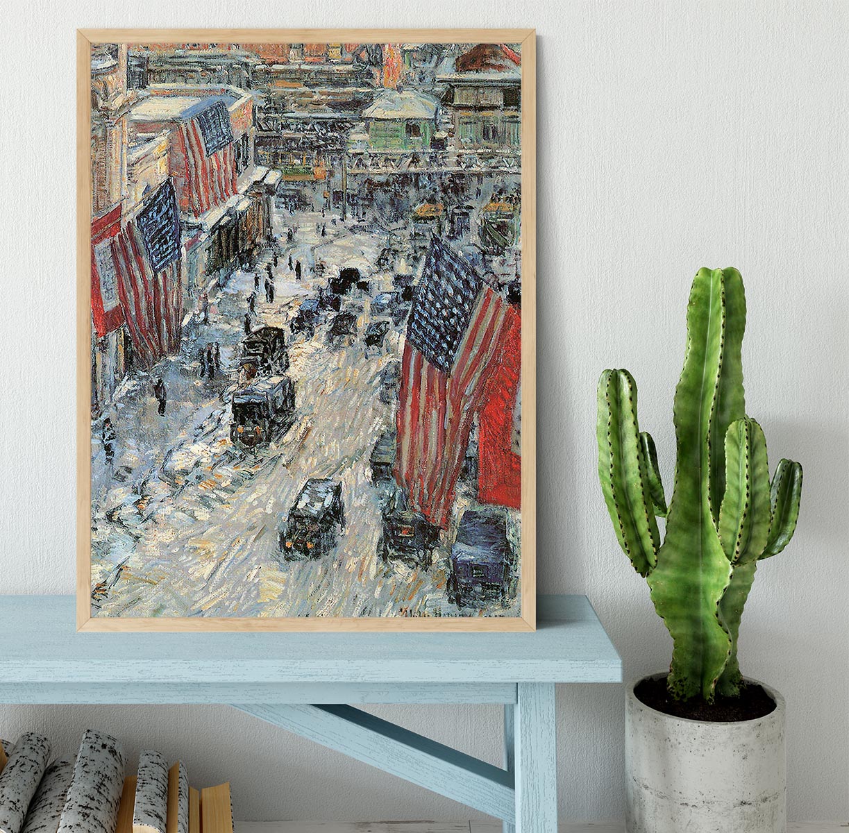 Flags on Fifth Avenue Winter 1918 by Hassam Framed Print - Canvas Art Rocks - 4