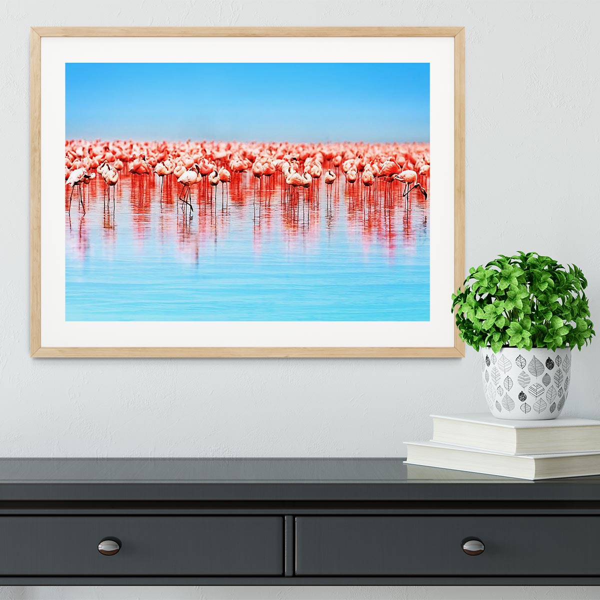 Flamingo birds in the lake Nakuru Framed Print - Canvas Art Rocks - 3