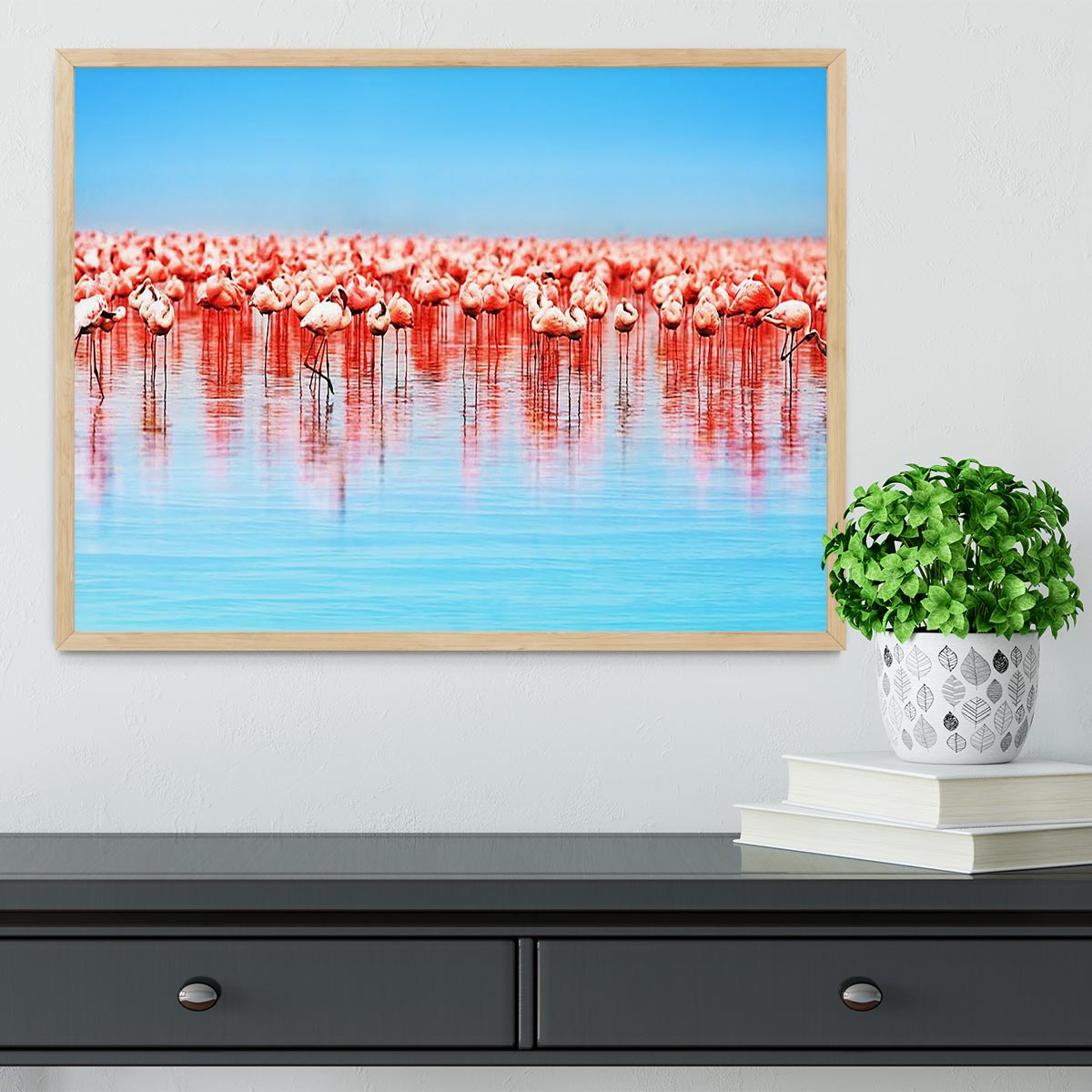 Flamingo birds in the lake Nakuru Framed Print - Canvas Art Rocks - 4