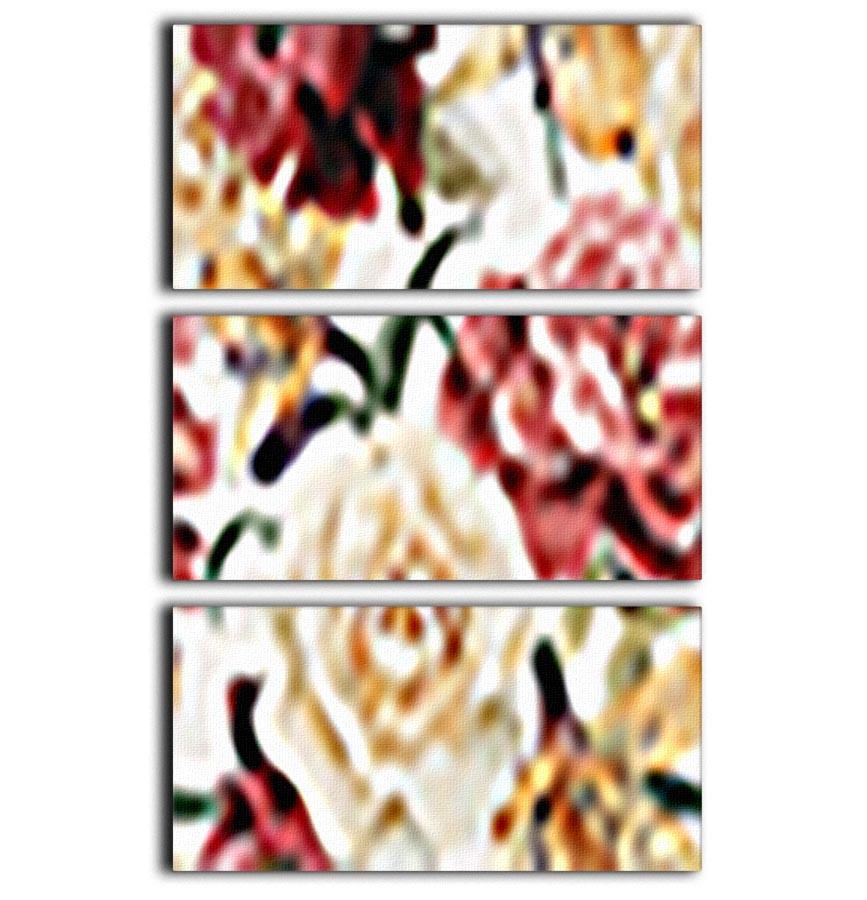 Floral pattern with roses 3 Split Panel Canvas Print - Canvas Art Rocks - 1