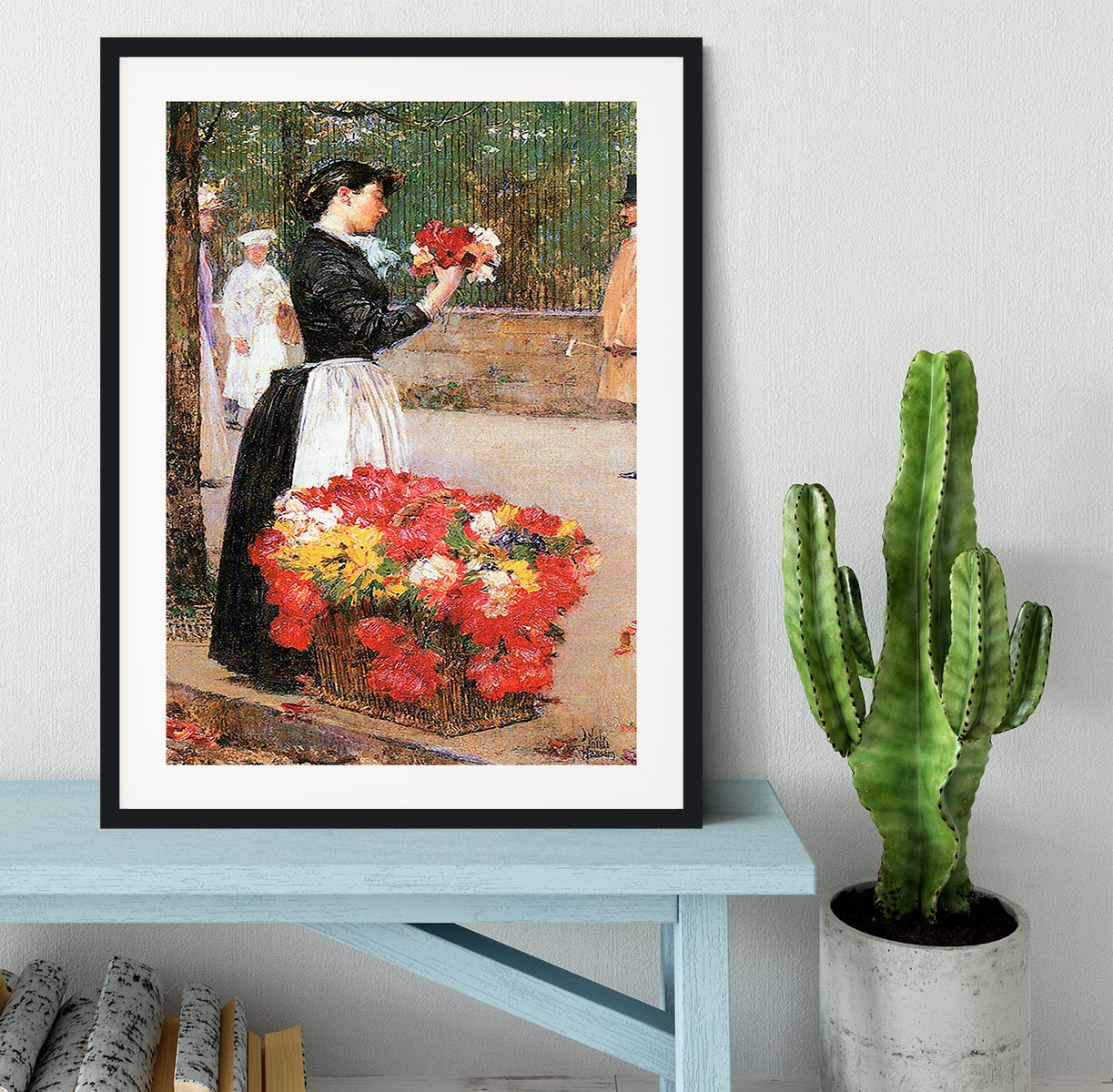 Flower girl by Hassam Framed Print - Canvas Art Rocks - 1