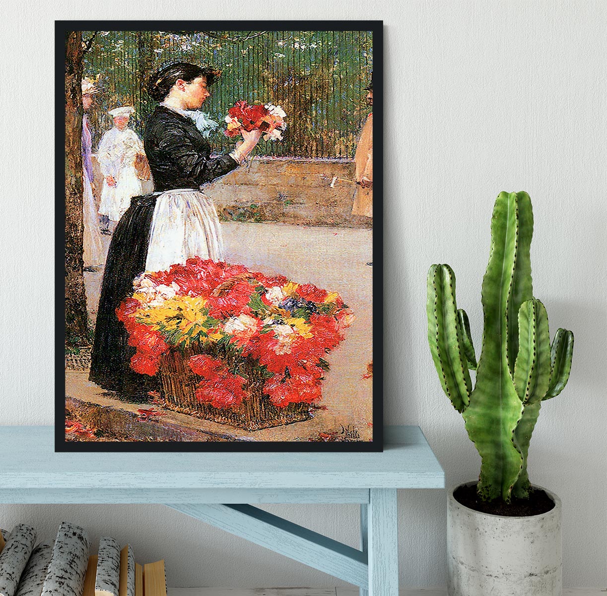 Flower girl by Hassam Framed Print - Canvas Art Rocks - 2