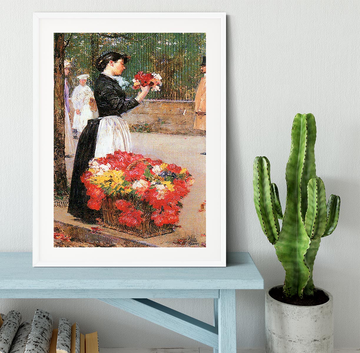 Flower girl by Hassam Framed Print - Canvas Art Rocks - 5