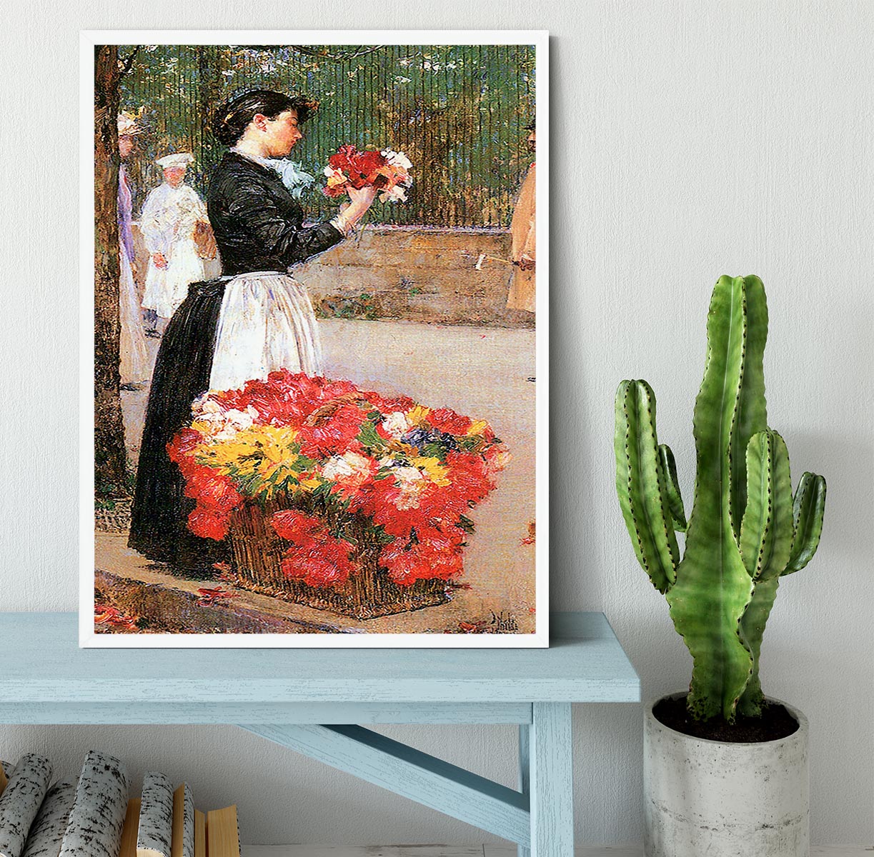 Flower girl by Hassam Framed Print - Canvas Art Rocks -6