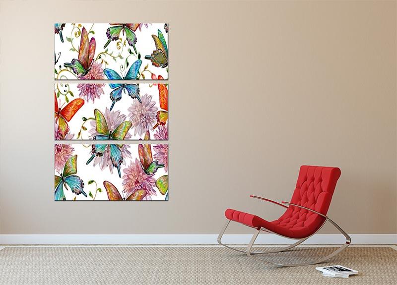 Flying butterflies 3 Split Panel Canvas Print - Canvas Art Rocks - 2